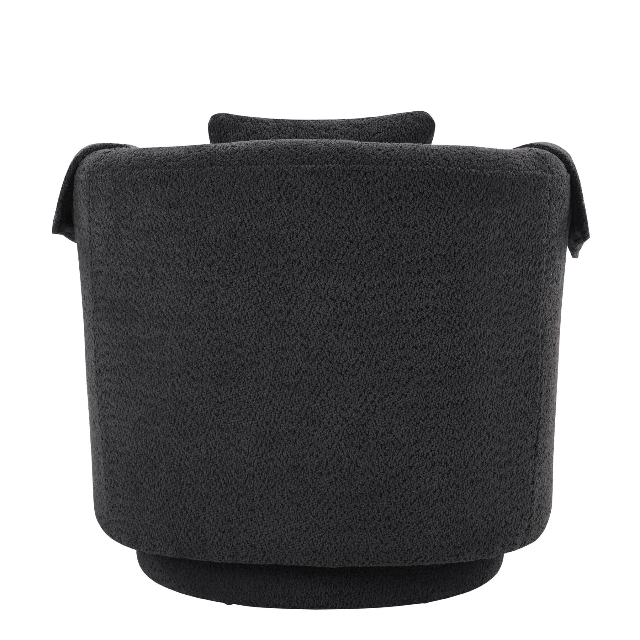 Swivel Accent Chair With Ottoman Set, Modern Chenille Barrel Armchair With Removable Back Pillow & 2 Armrest Covers For Living Room, Bedroom, Office, Black_voghion.com